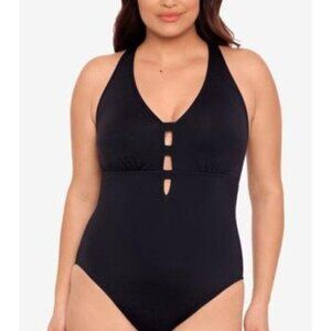 LAUREN Ralph Lauren Plus Size Shaping V-Neck One-Piece Swimsuit. Size 18 W